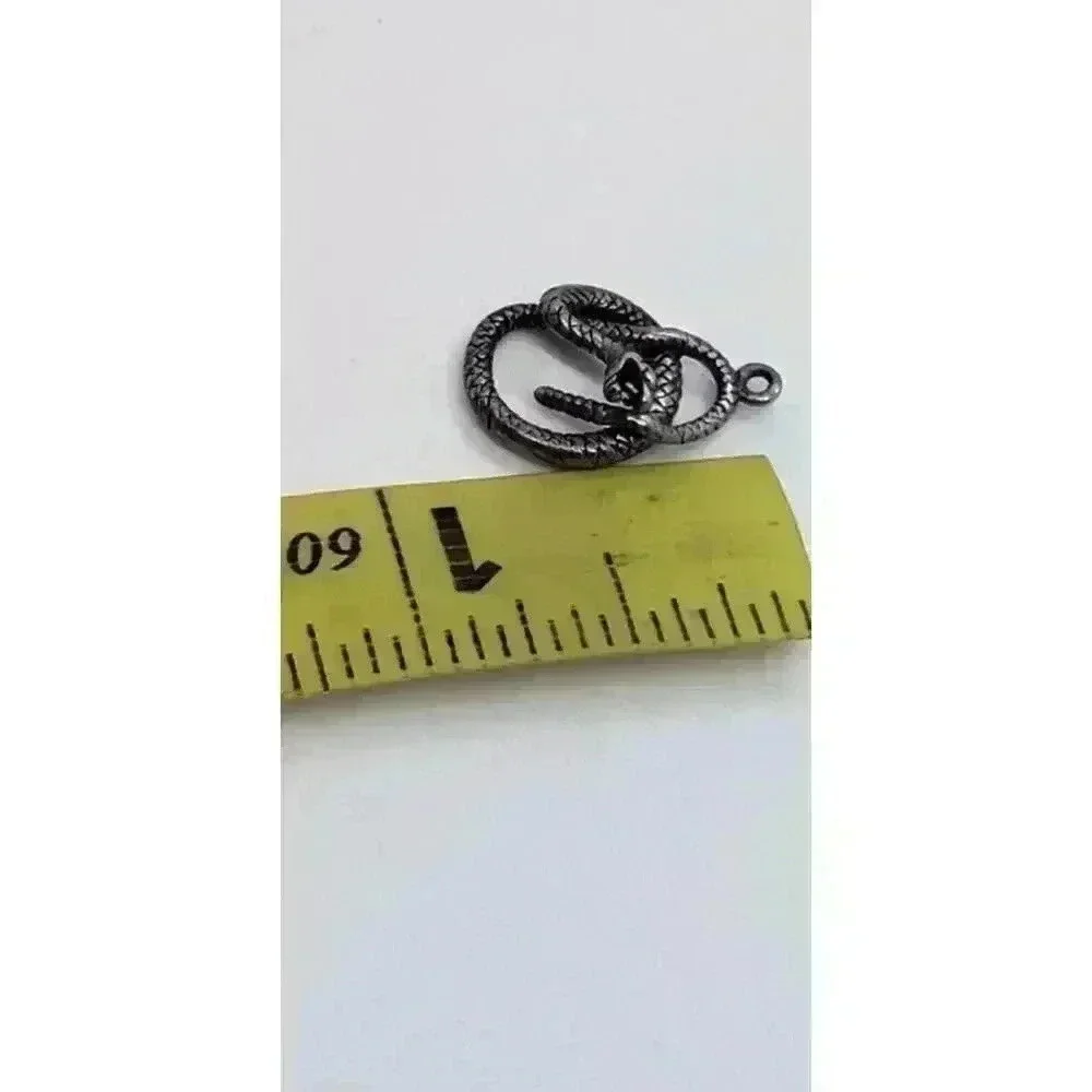 Solid 925 Sterling Silver Coiled Snake Serpent Pendant Mouth Open Charm